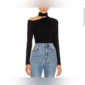 Enza Costa Mockneck Angled Long Sleeve Top in Black Size Medium (EUC)